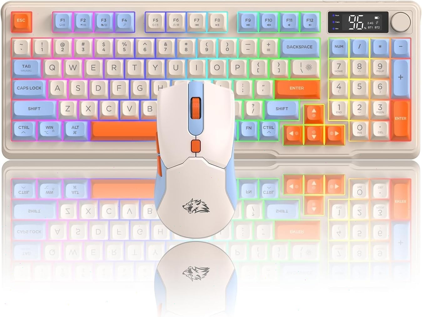 ZIYOULANG T96 Dual Mode Wireless Keyboard Mouse RGB Combo Smart Display For PC