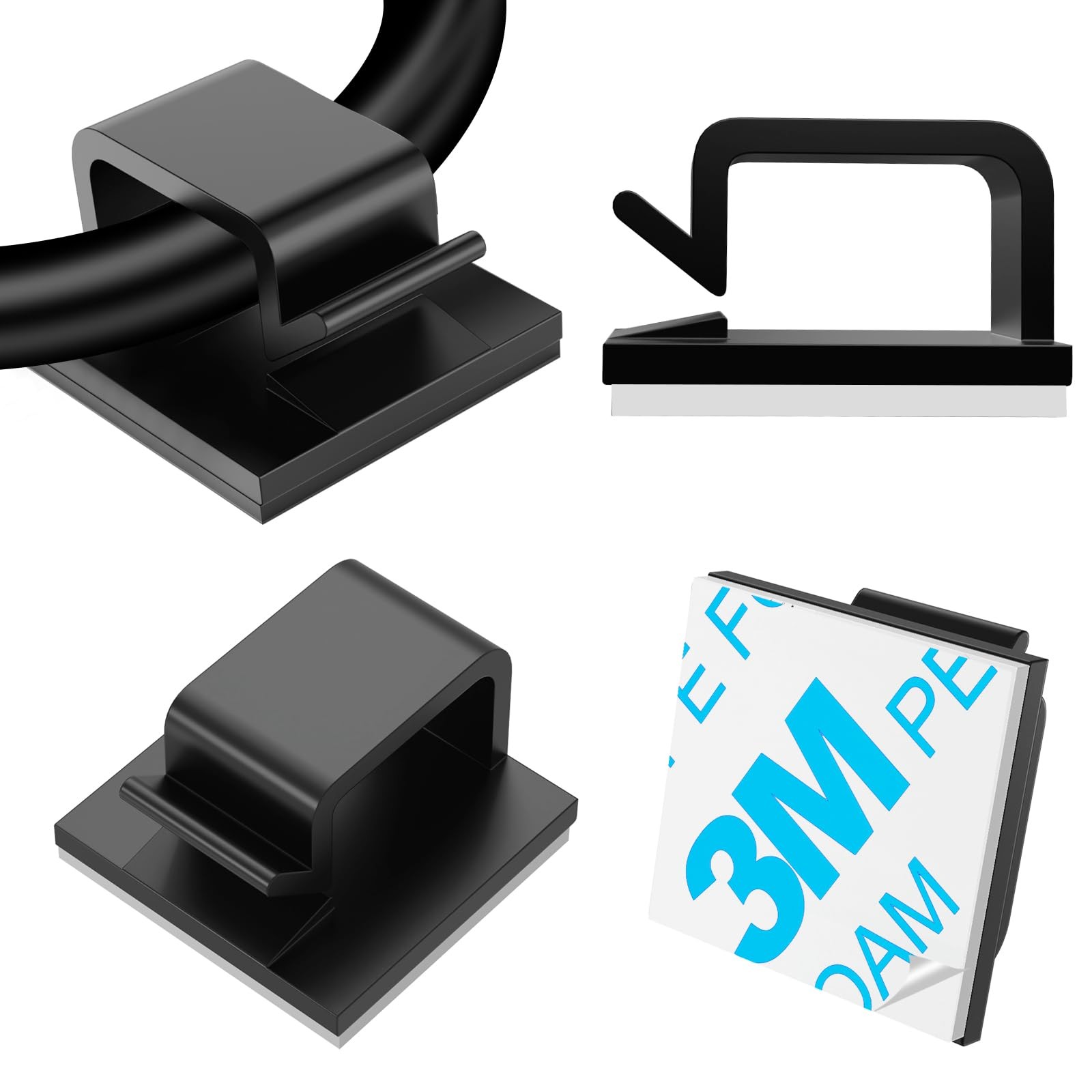 TidyHelper Black Small Adhesive Cable Clips 120 Pack