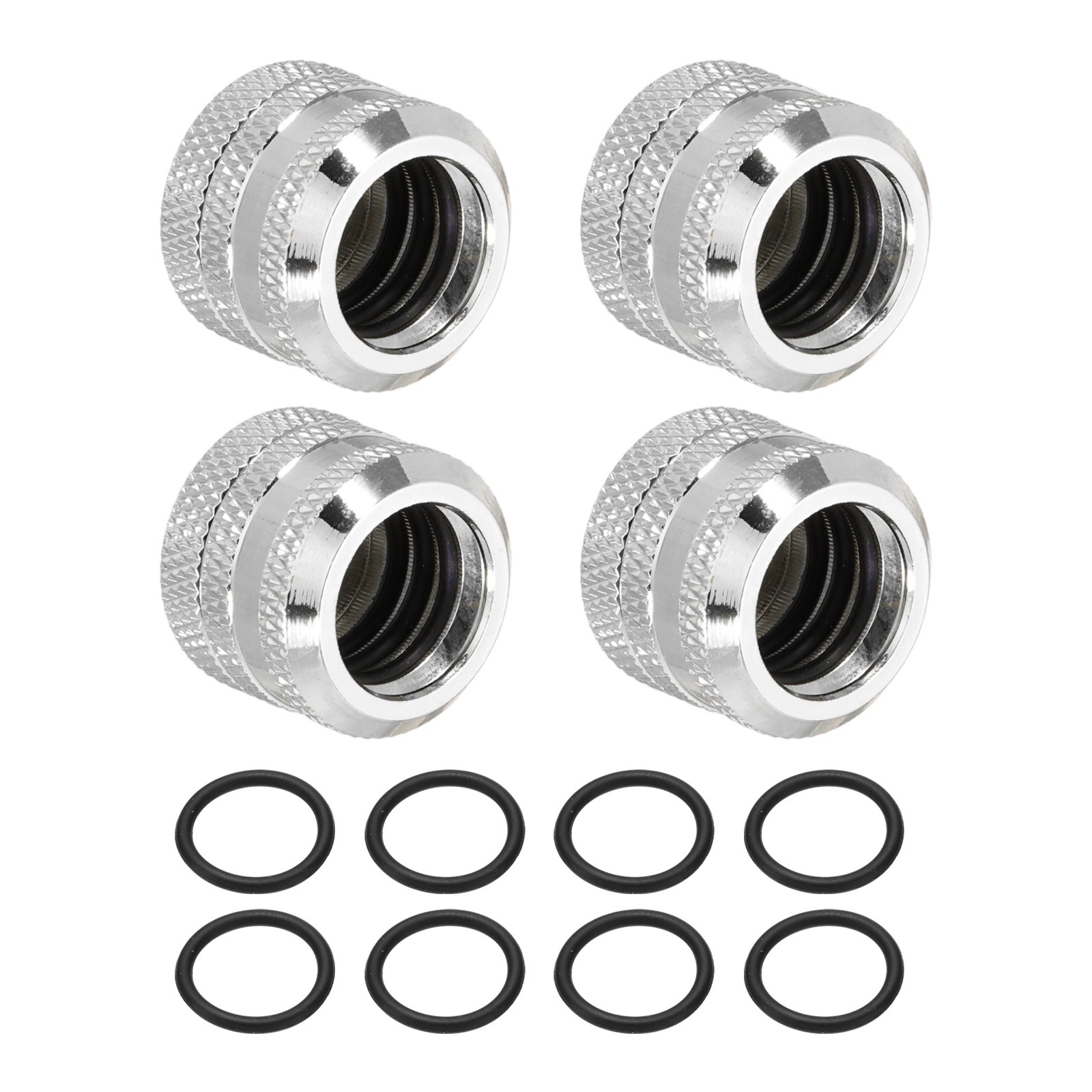 4Pcs G1/4" to 10 ID 14mm OD Hard Tubing Compression Fitting, Silver