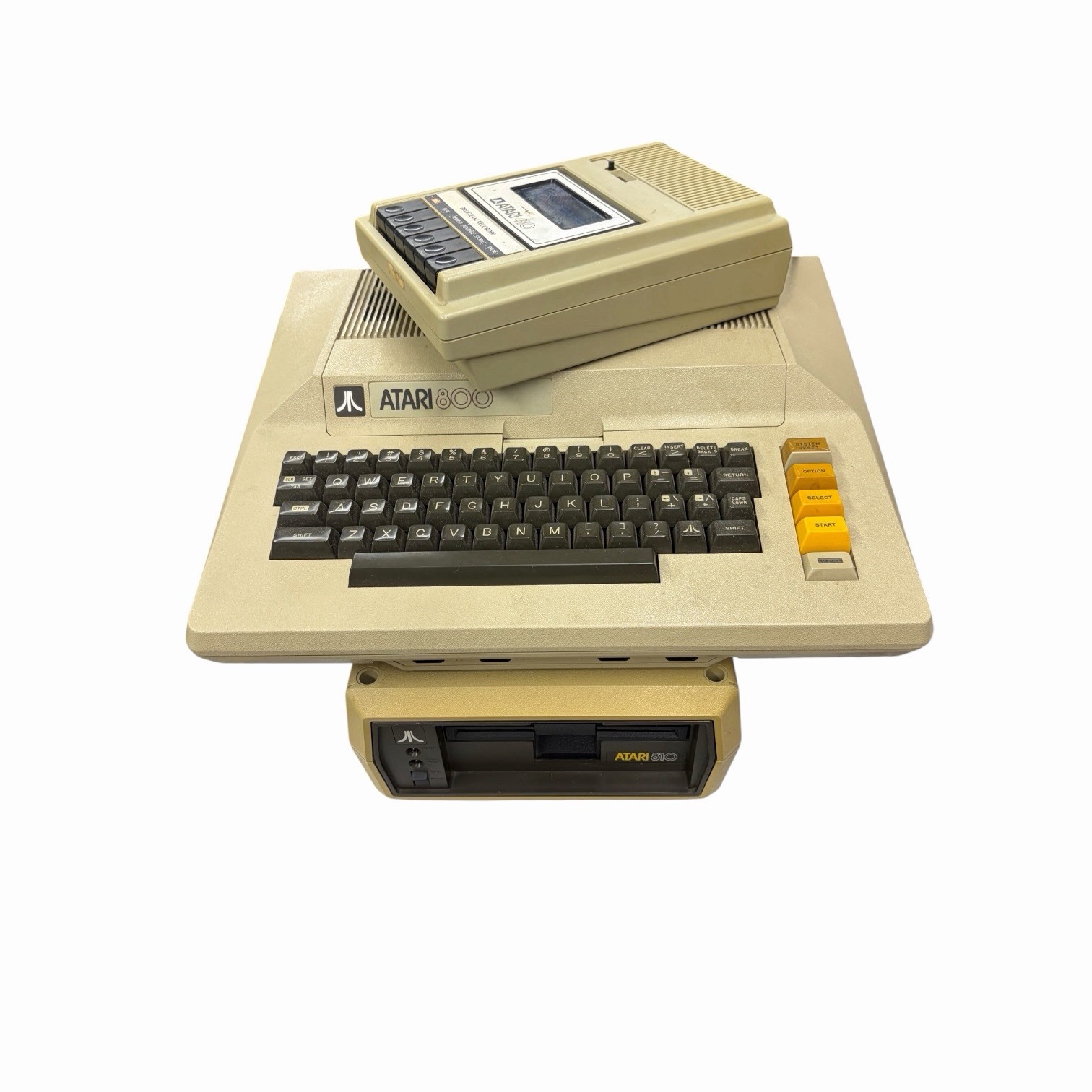 Vintage Atari 800 Computer + 810 Disk Drive + 410 Recorder Powers On Untested