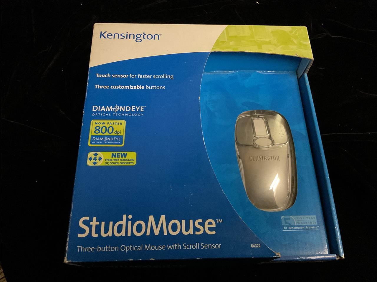 Kensington Studio Mouse Gray, 3 Button Optical Mouse w/Scroll Sensor SEALED