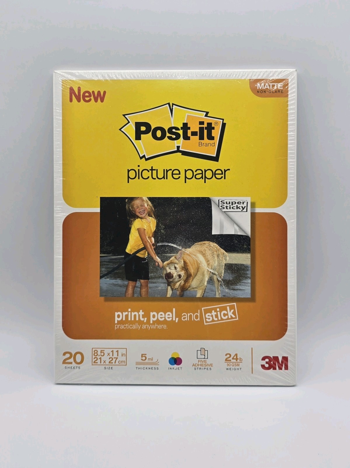 Post-It Picture Paper Matte Non Glare 3M Print Peel Stick 20 Sheets 8.5 x 11 NEW
