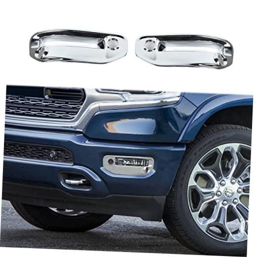 Front Bumper Fog Light Protector Cover Compatible with RAM 1500 2019 Chrome