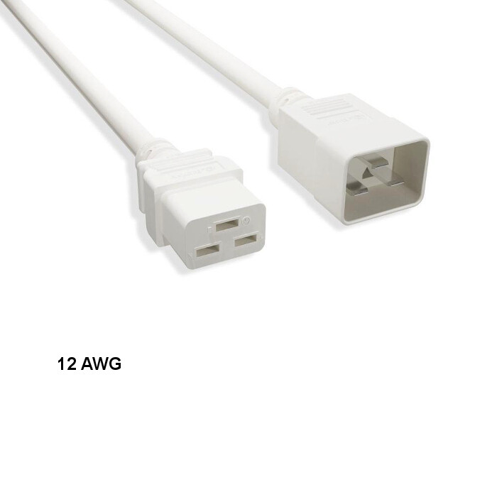LOT 10pcs White 8ft 12AWG Color Power Cable IEC60320 C19 to IEC320 C20 20A/250V