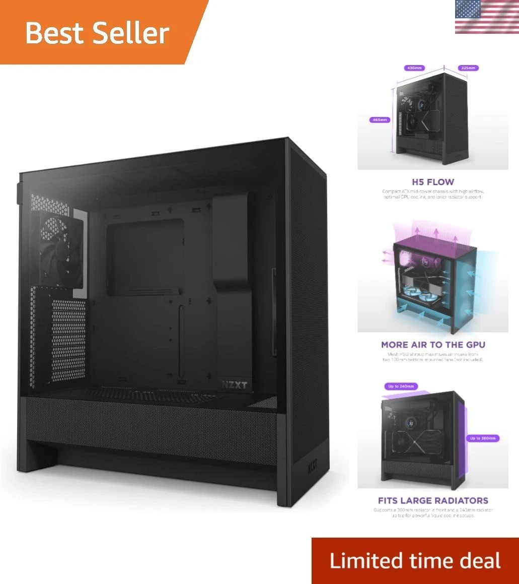 Compact and Durable H5 Flow ATX Case - Enhanced Airflow & Cable Management