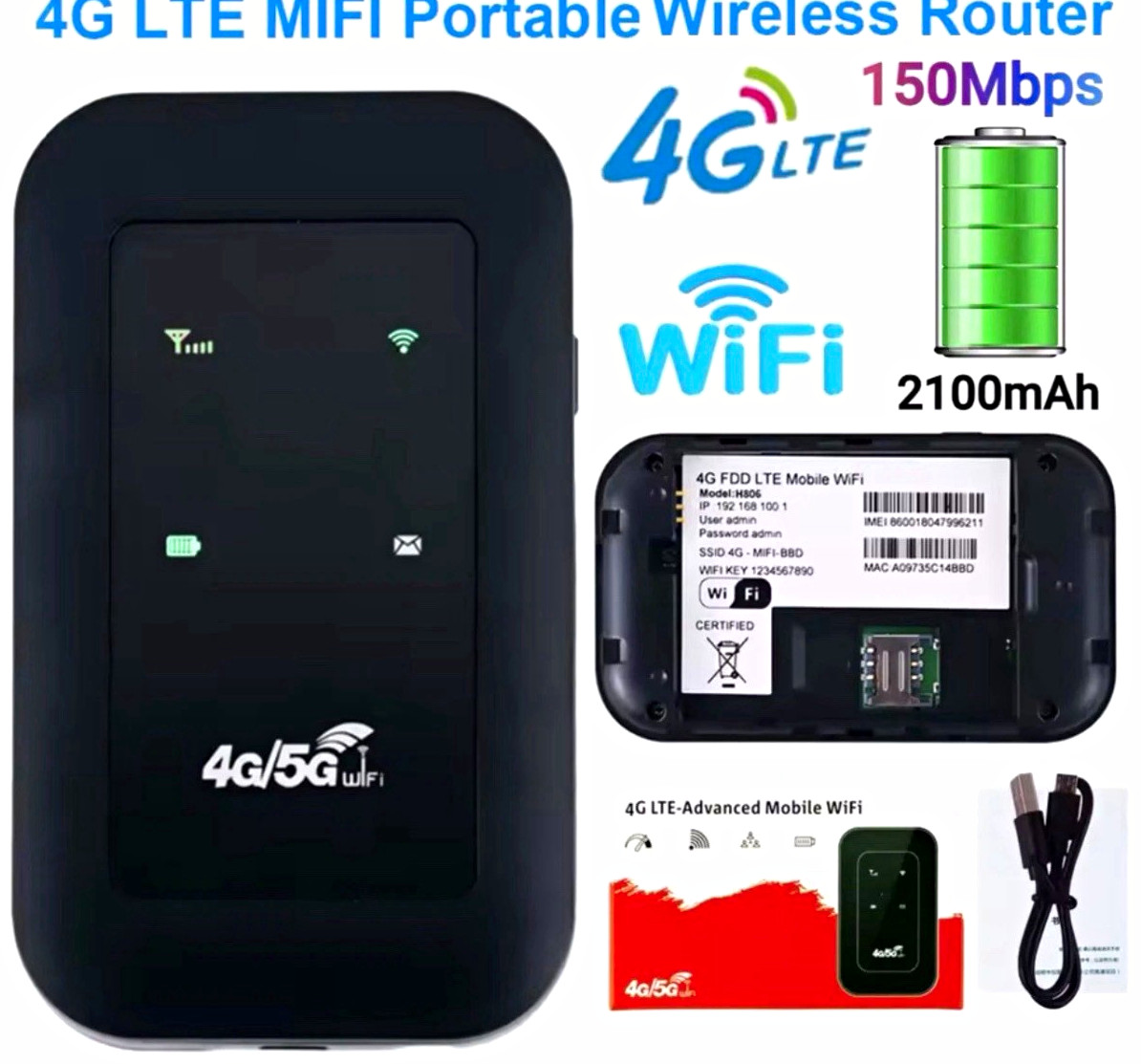 4G LTE Unlocked MiFi WiFi Hotspot Modem