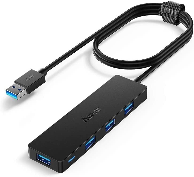 Aceele USB Hub 3.0 Splitter with 4ft Extension Long Cable (4A), (4A)