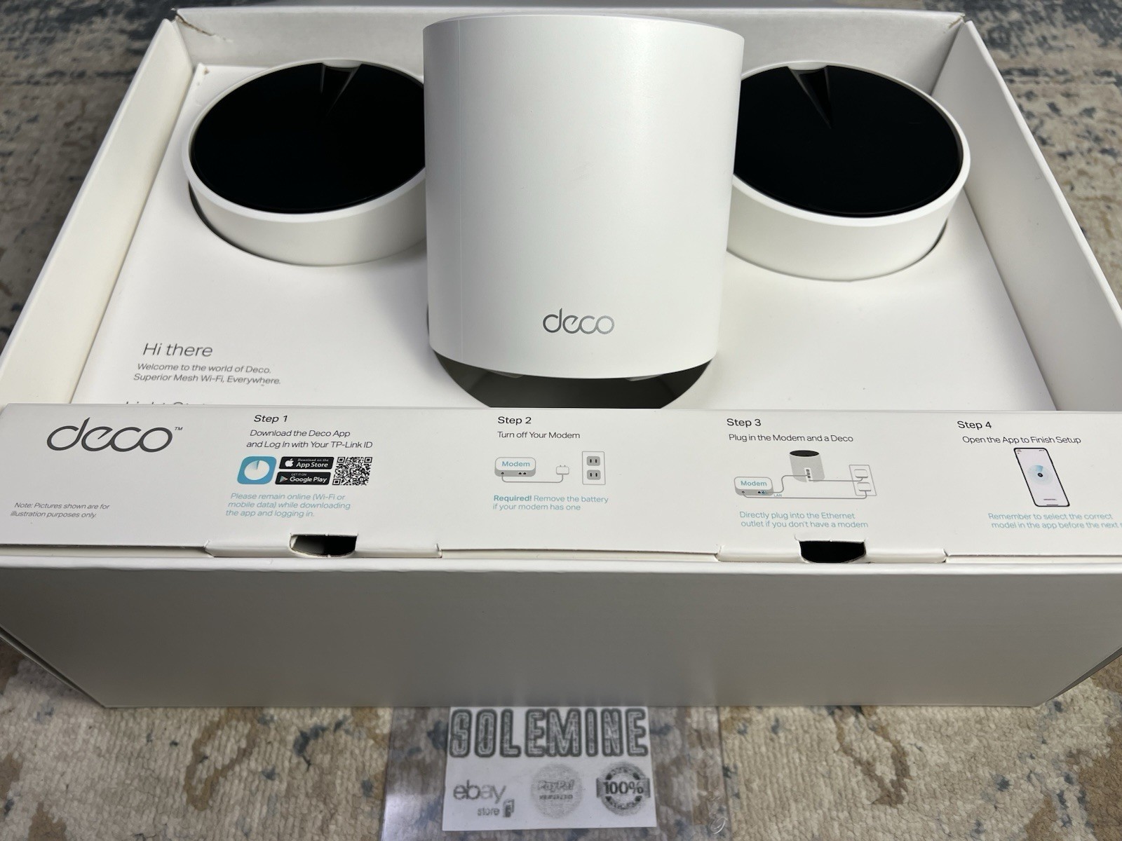 TP-Link Deco X55 AX3000 Mesh WiFi 6 System 3-Pack w/ OEM Adapters & Cable Tested