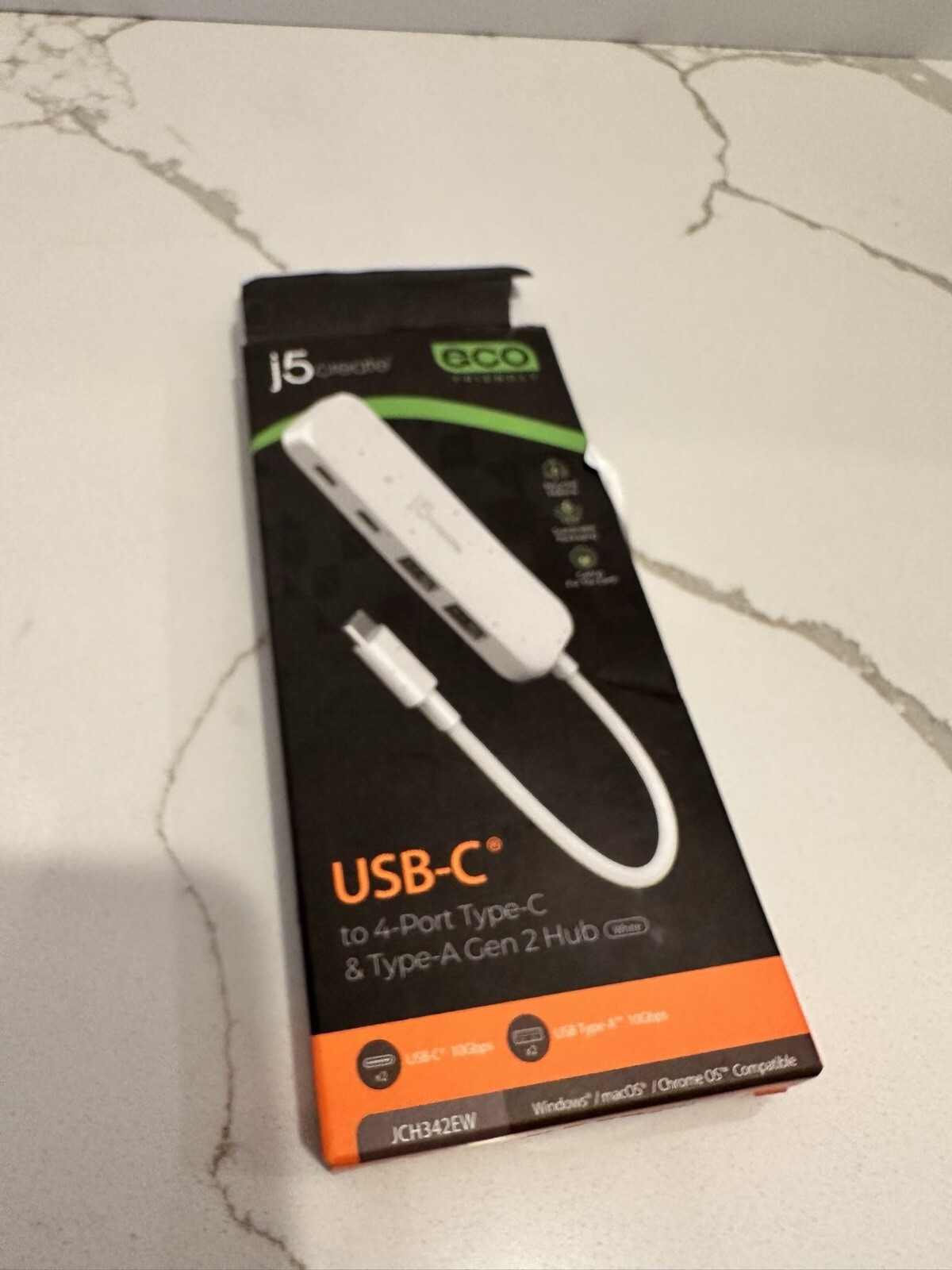 j5create Eco-Friendly USB-C to 4-Port Type-C & Type-A Gen 2 Hub JCH342EW-White