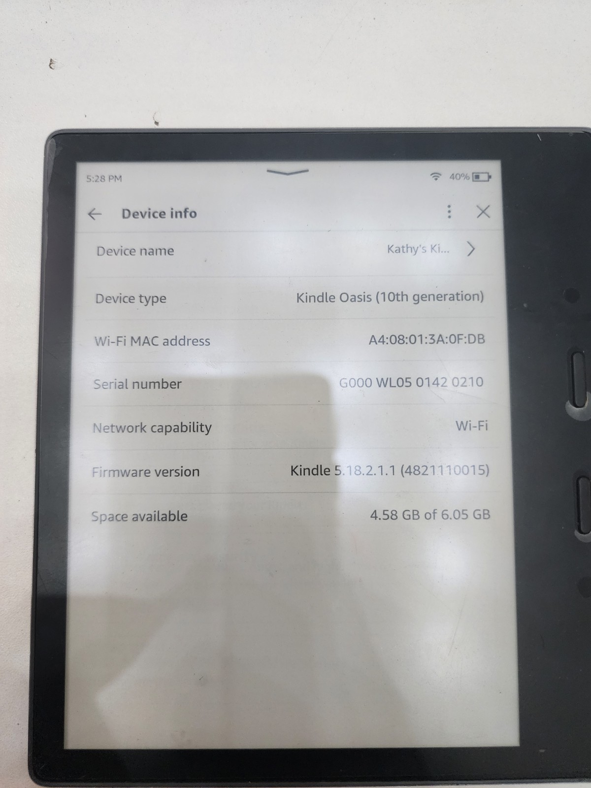 Amazon Kindle Oasis | 10th Generation | 7"   Model: S8IN4O