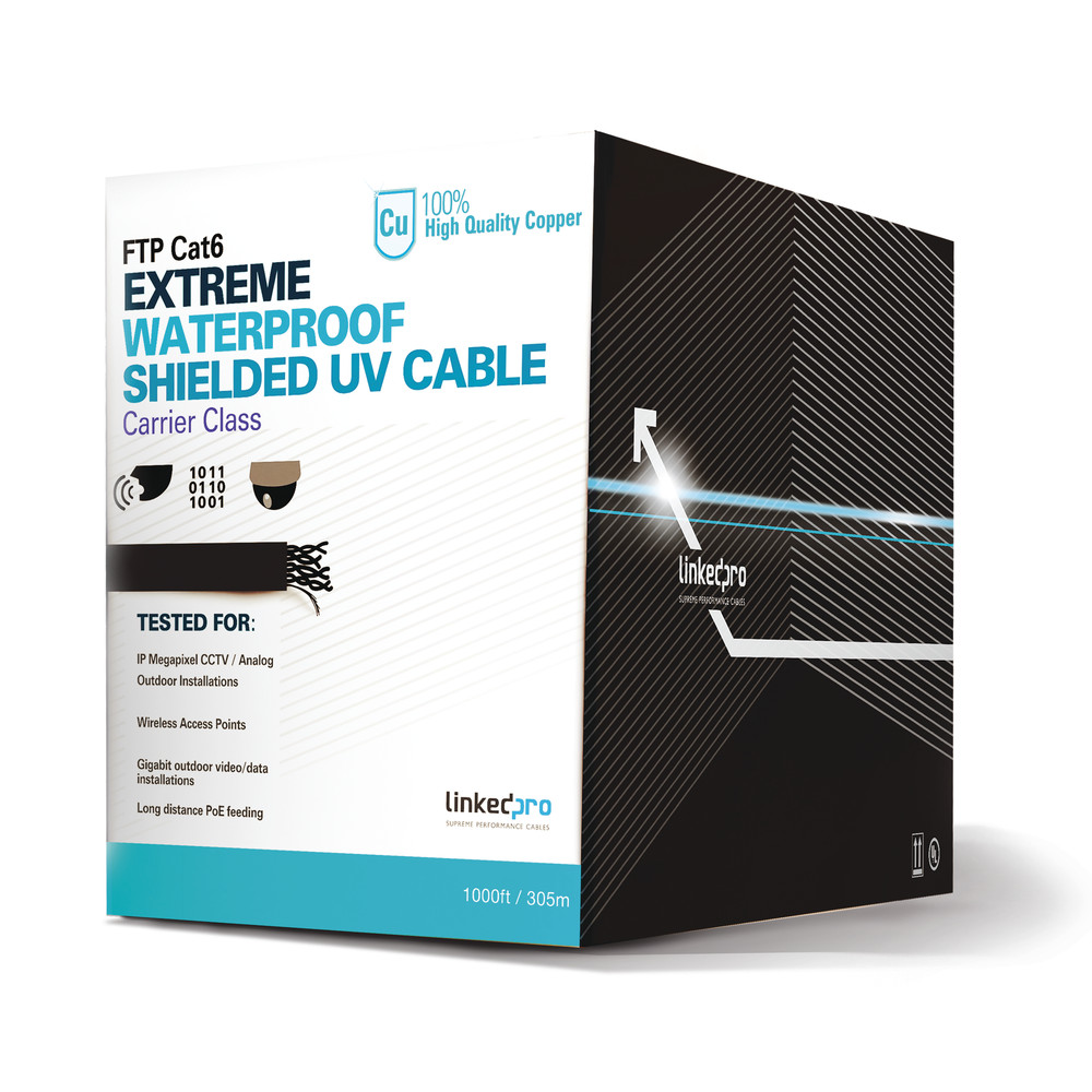LinkedPRO PROCAT6EXT Cat6 FTP Shielded Cable | 1000 ft (305 m) | 23 AWG Solid