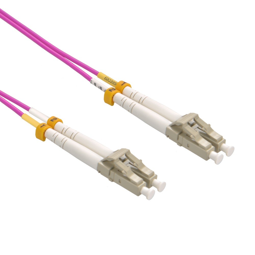 5 Pack of 7m LC/UPC-LC/UPC OM4 Multimode Duplex OFNR 2.0mm Erika Violet Fiber Op