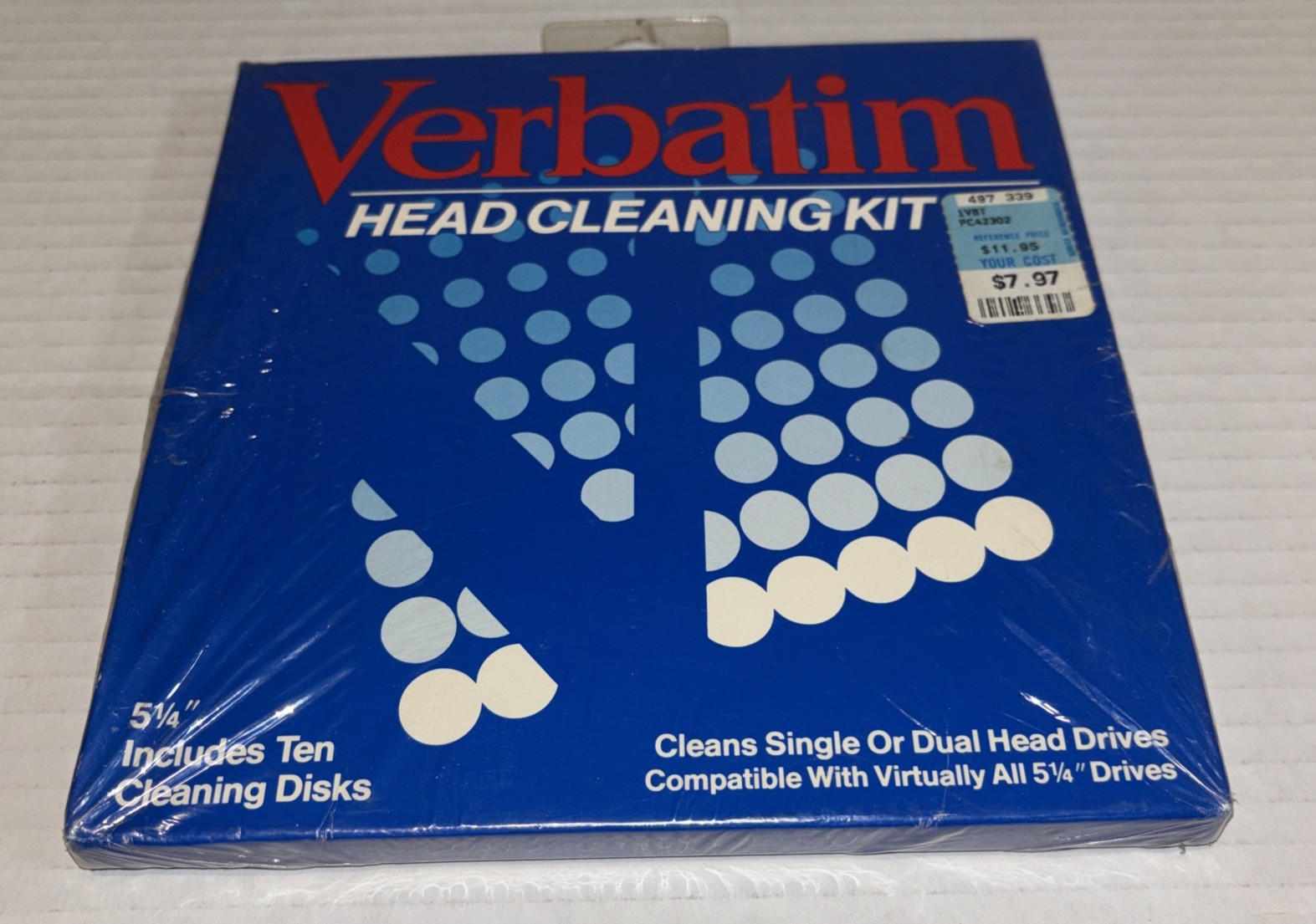 NOS Verbatim 5 1/4" Head Cleaning Kit Sealed 10 Disks Service Merchandise Tag