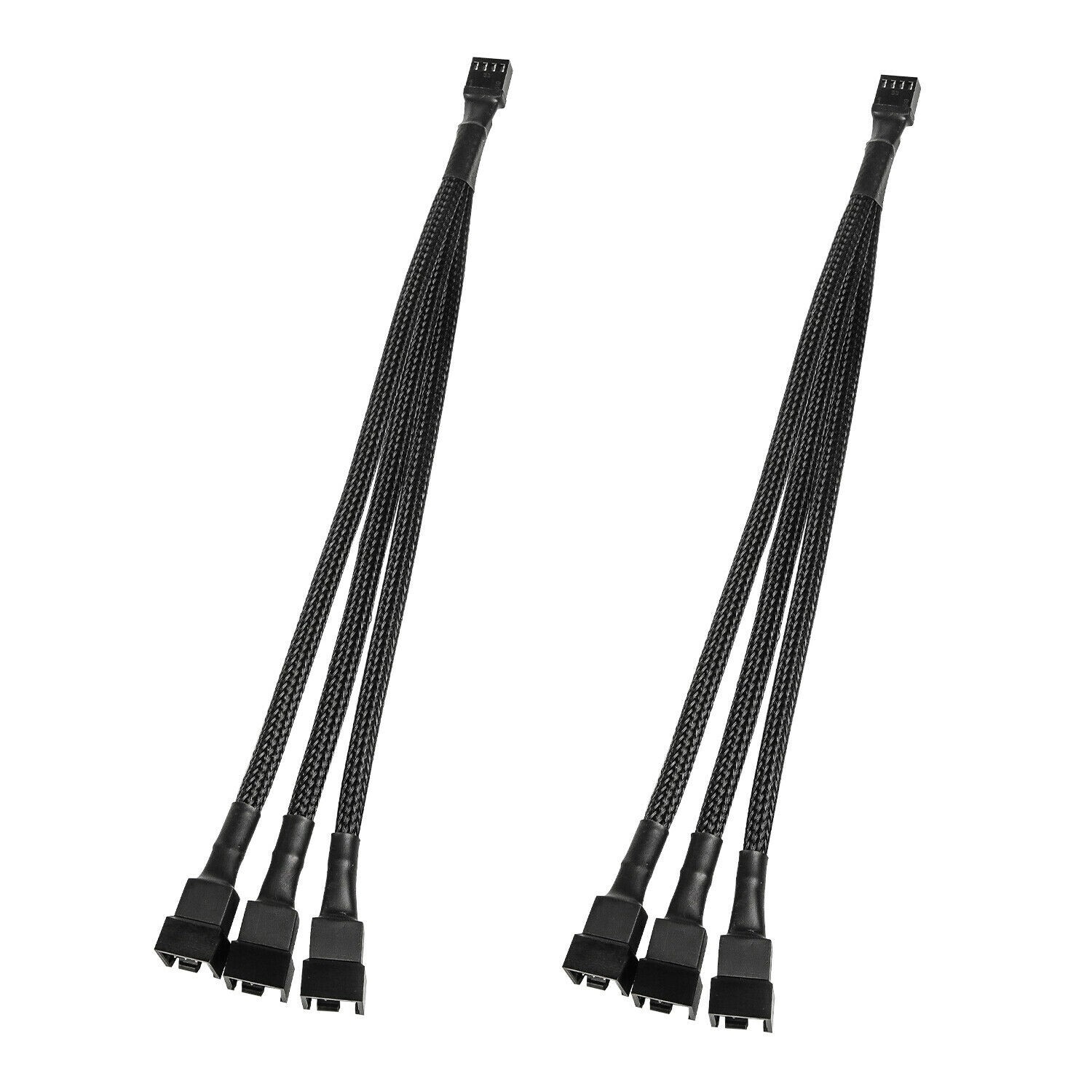 2Pcs 4 Pin 1 to 3 Way PWM Case PC Fan Splitter Cable Hub Power Adapter 10 inch