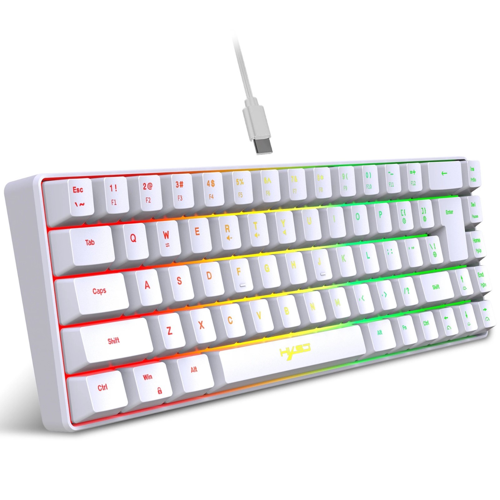 68 Keys USB Wired Gaming Keyboard - Portable RGB Backlight, Spanish/Russian Layo