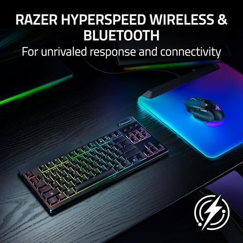 RAZER BLACKWIDOW V4 LOW PROFILE TKL HYPERSPEED WIRELESS GAMING KEYBOARD: -