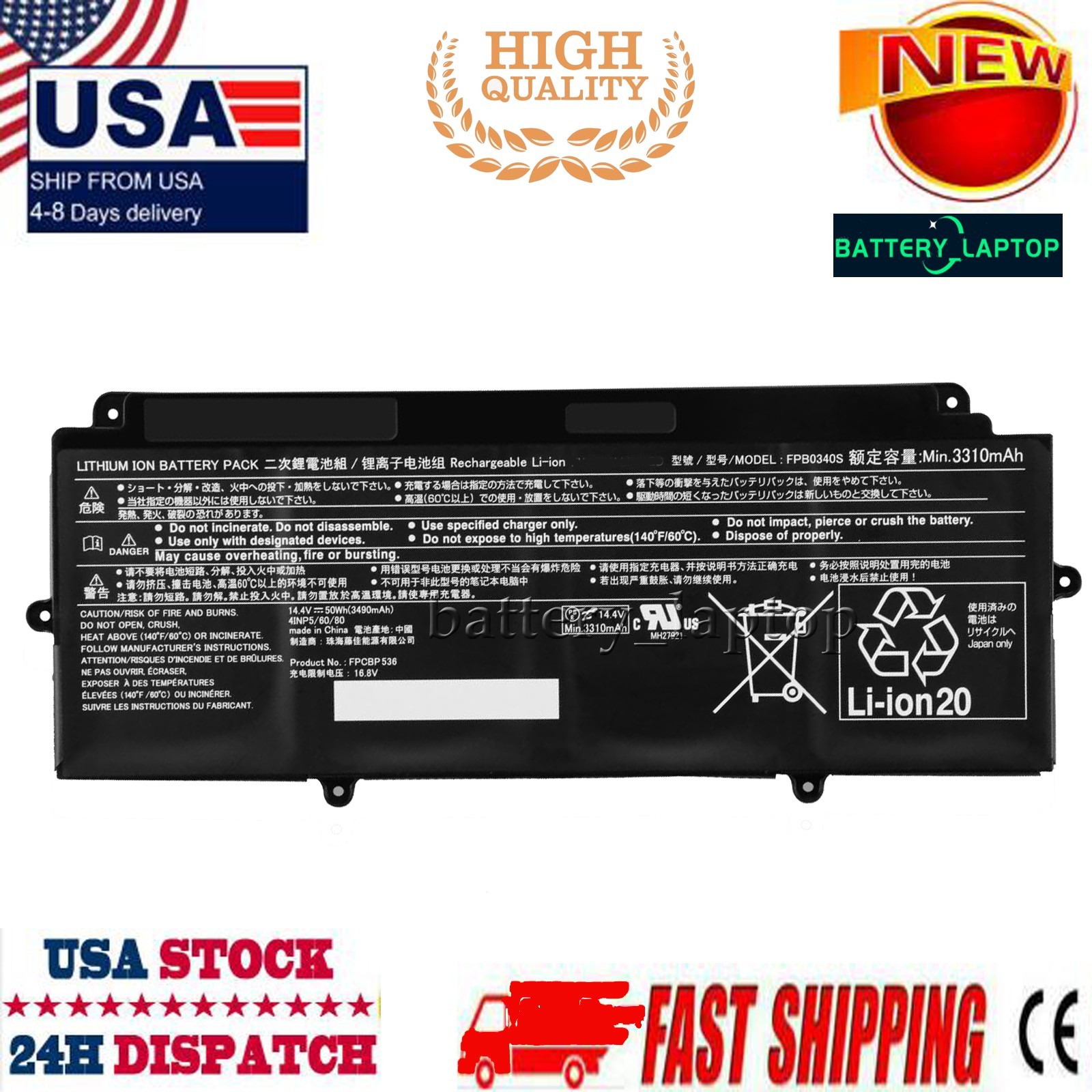 FPCBP536 FPB0340S FPCBP535 FPB0339S CP760852-03 Battery for Fujitsu LifeBook Not