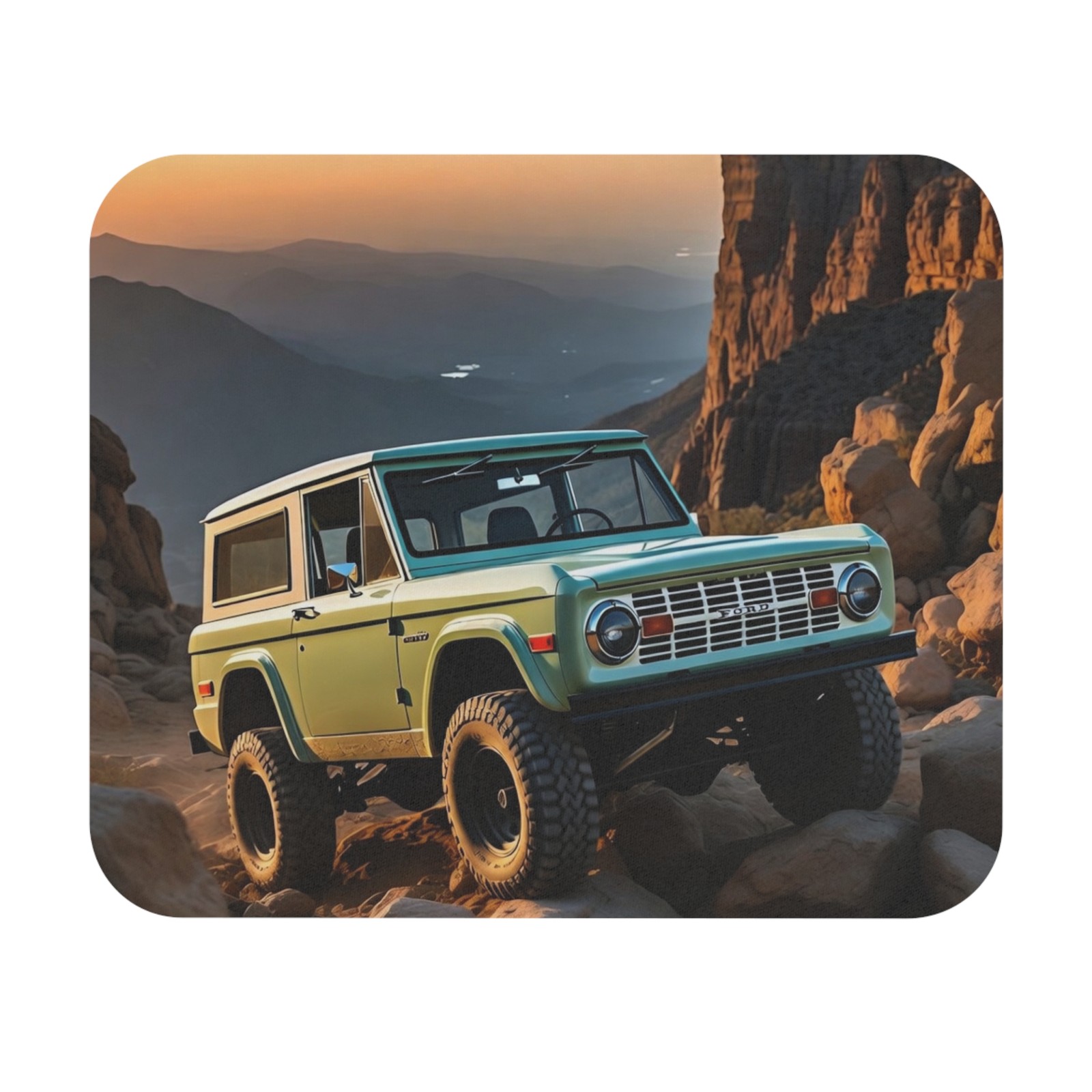 1969 Bronco Rocky Mountain Climb Golden Hour – Classic 4x4 Mouse Pad | Desk Mat