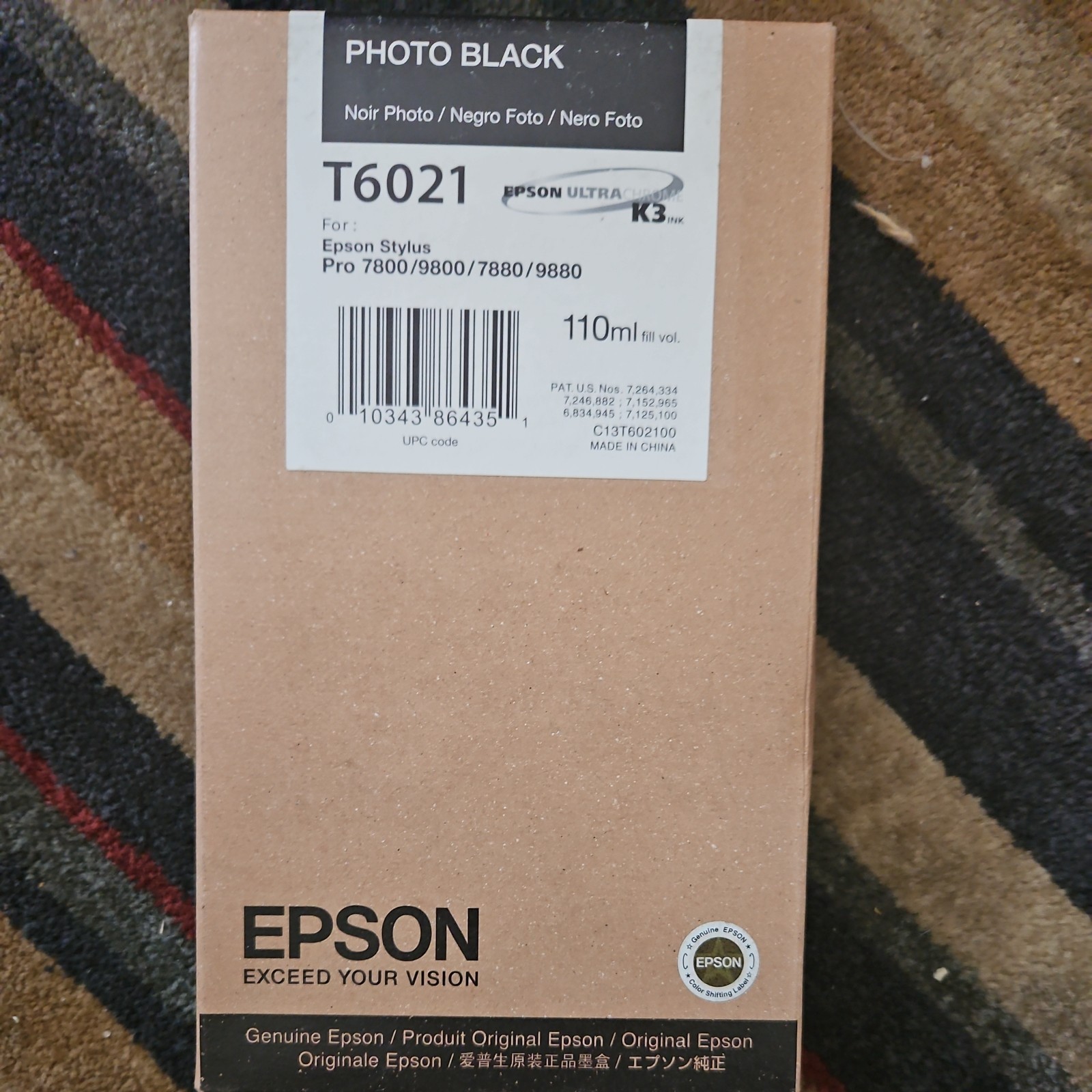 Genuine Epson T6021 Photo Black UltraChrome K3 Ink Cartridge (110ml) (10/2017)