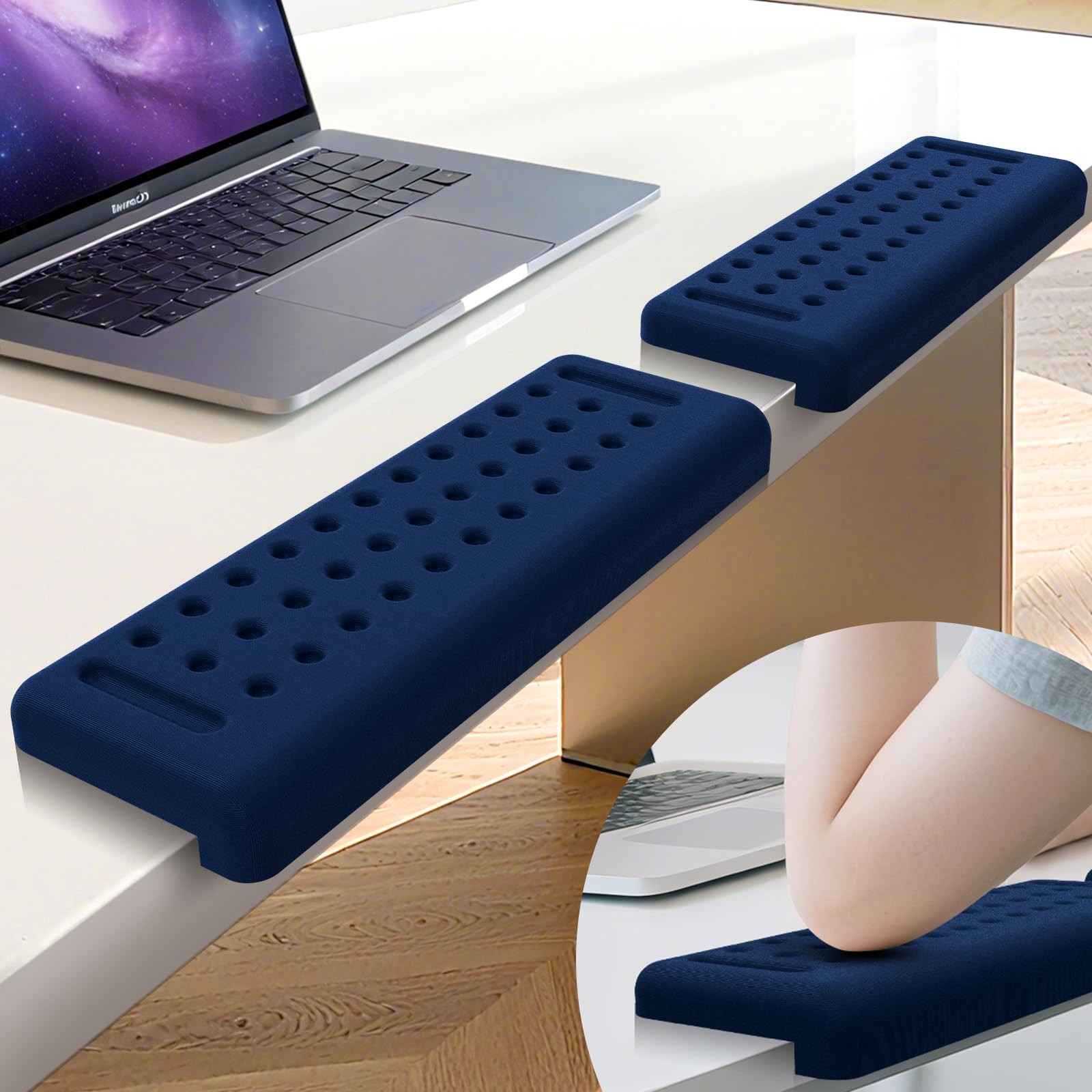 2 PCS LShaped Desk Edge Cushion Elbow Rest Ergonomic Memory Foam Dark Blue