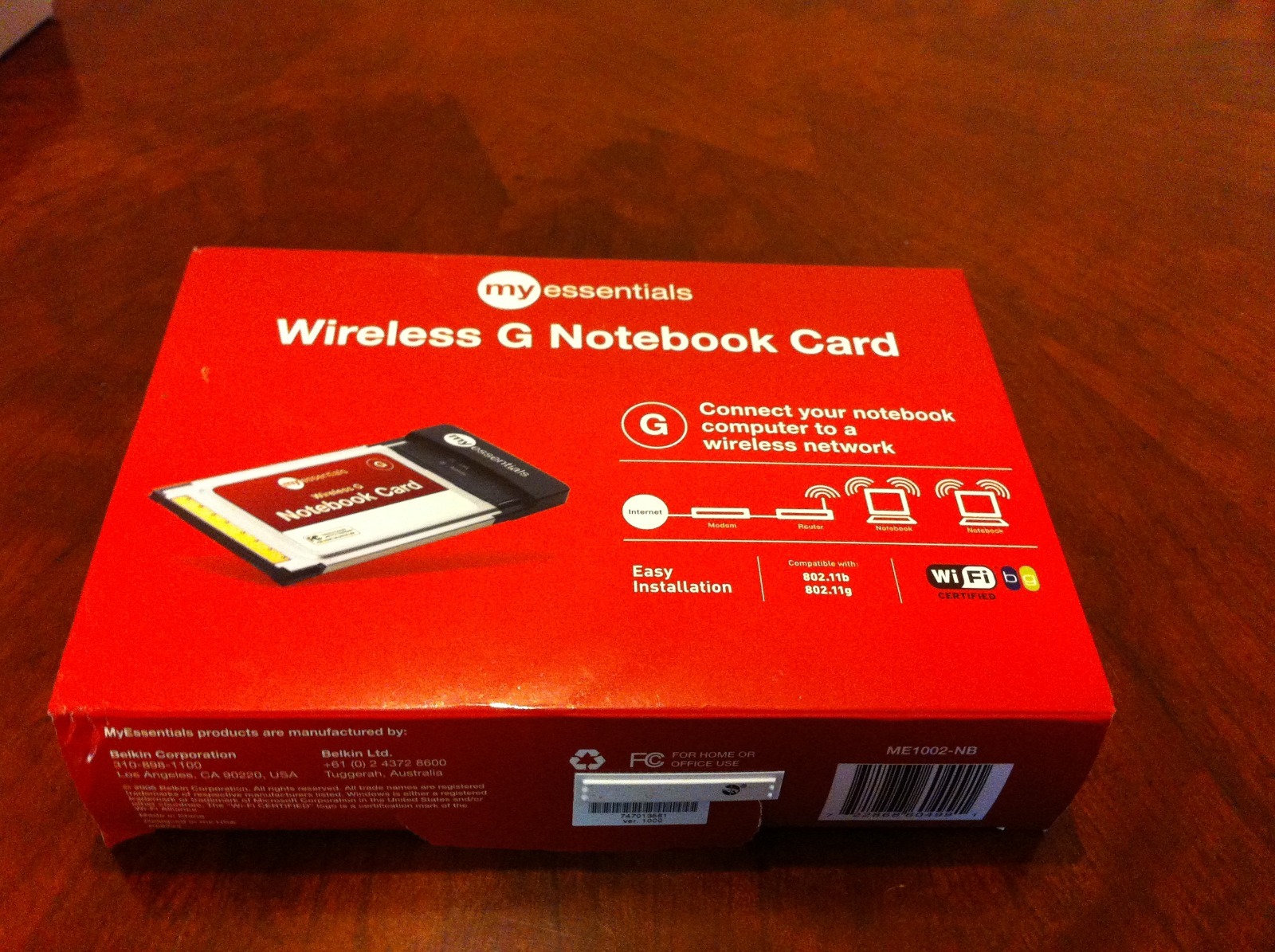  Belkin MyEssentials Wirless G Notebook Card Model No. ME1002-NB