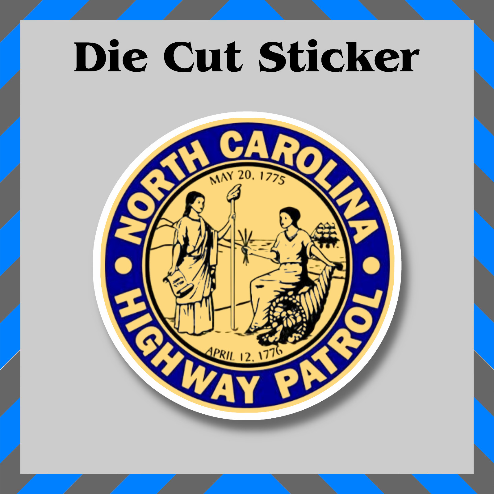 North Carolina Highway Patrol Waterproof Sticker Decal for Water Bottle & Laptop