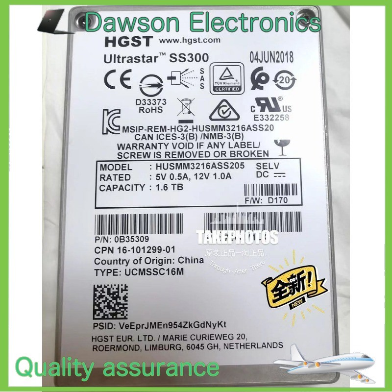 SS300 HGST 1.6TB SAS 12Gb SSD 10DWPD HUSMM3216ASS205 Ultrastar D33373 UCMSSC16M