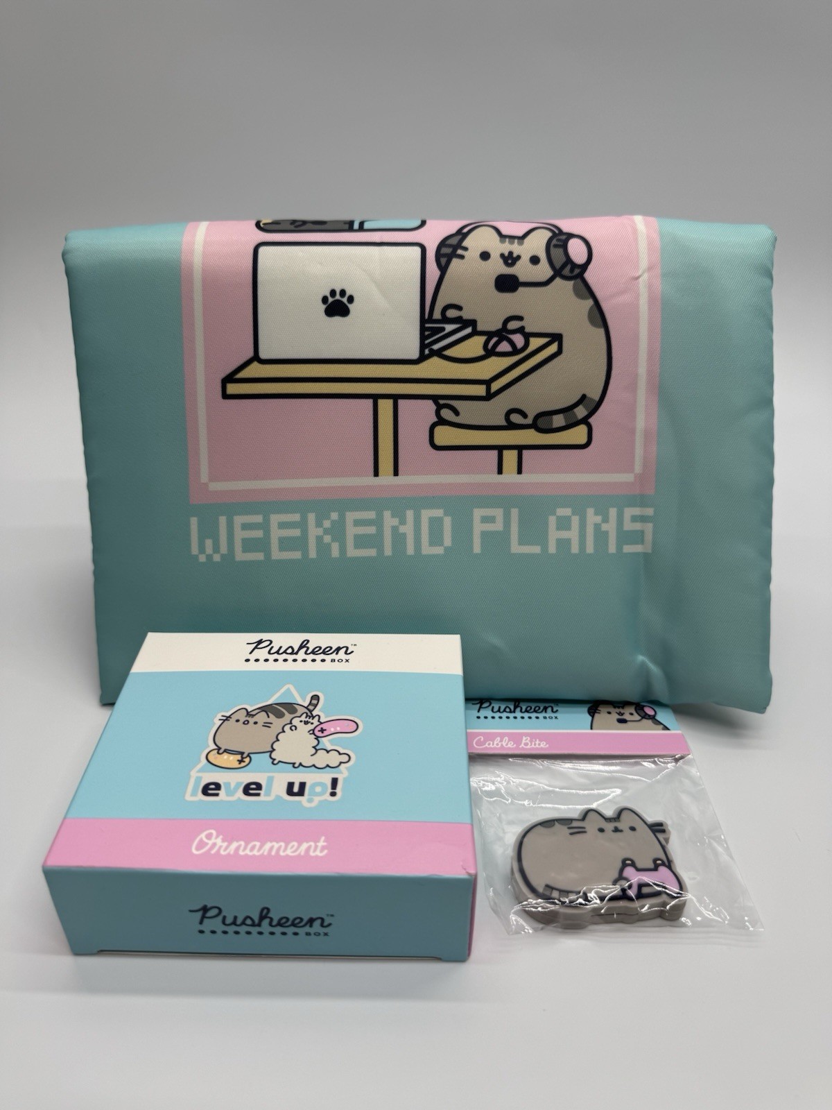 Pusheen Device Sleeve, Cable Bite, Ornament- (3pc) Gamer Pusheen Box Winter 2022