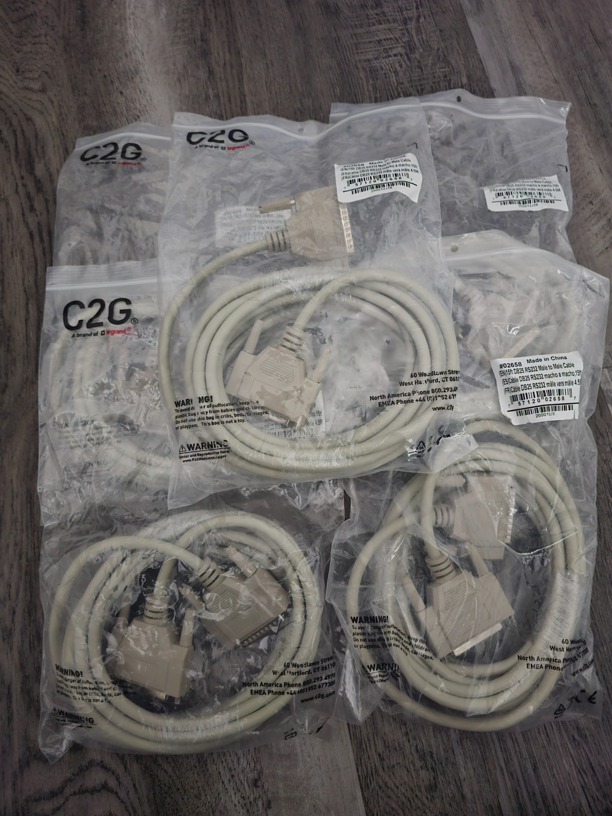 15 Ft DB25 RS232  M/M Serial Parallel Cable -Data Transfer -NEW -SHIPS SAME DAY