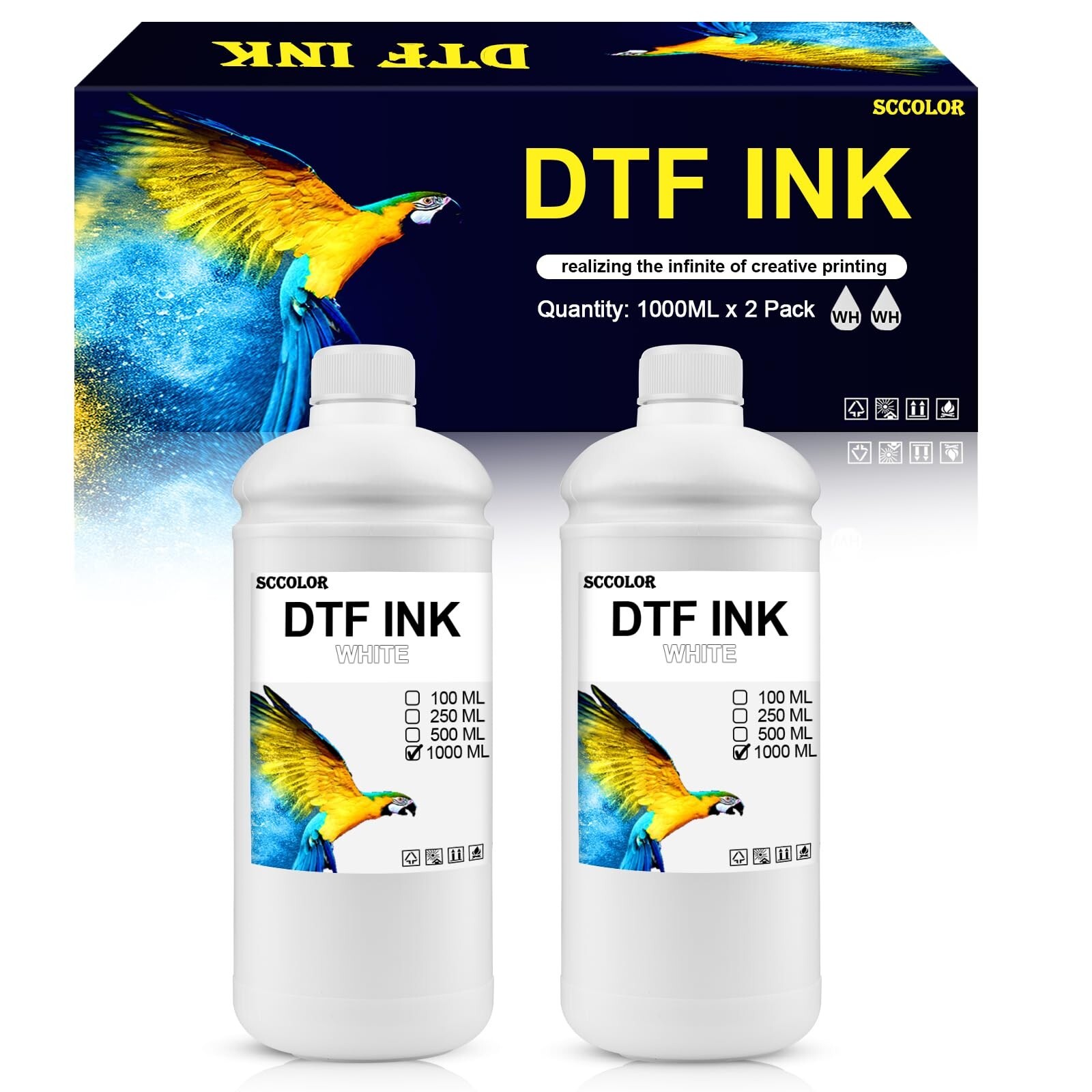 DTF Ink 1000ML DTF White Ink Premium DTF Ink Water Base Digital Inkjet Ink Re...