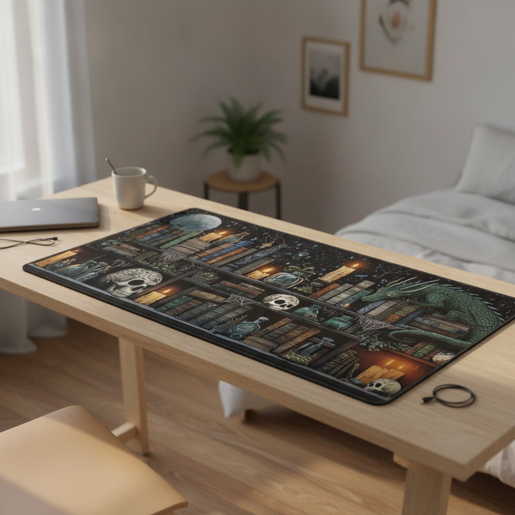 Mystical Gothic Library Large Gaming Mouse Pad Desk Mat 31.5x15.7