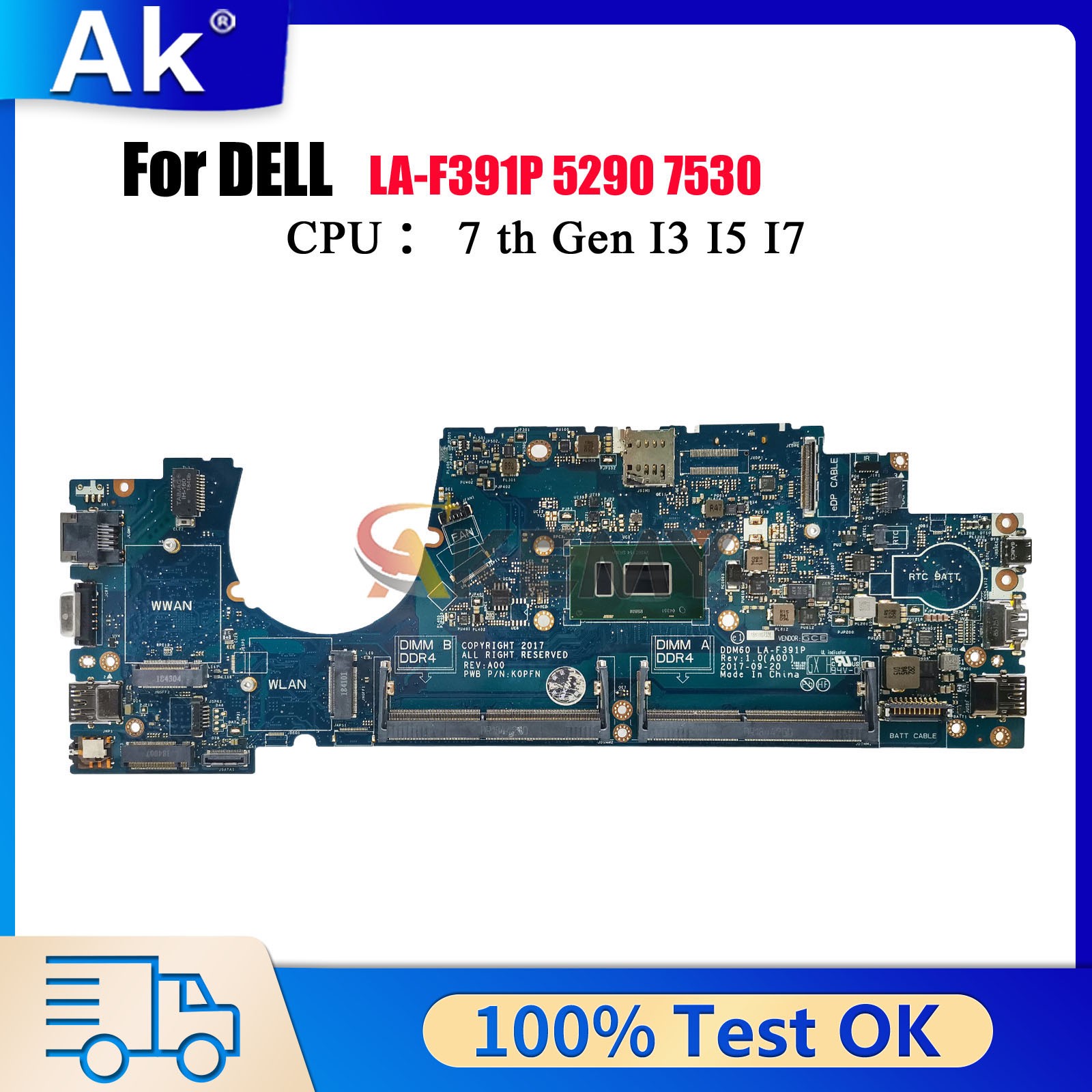 Notebook Mainboard For Dell Latitude 7530 5290 LA-F391P i3 i5 i7 CN-02723N WHPNW
