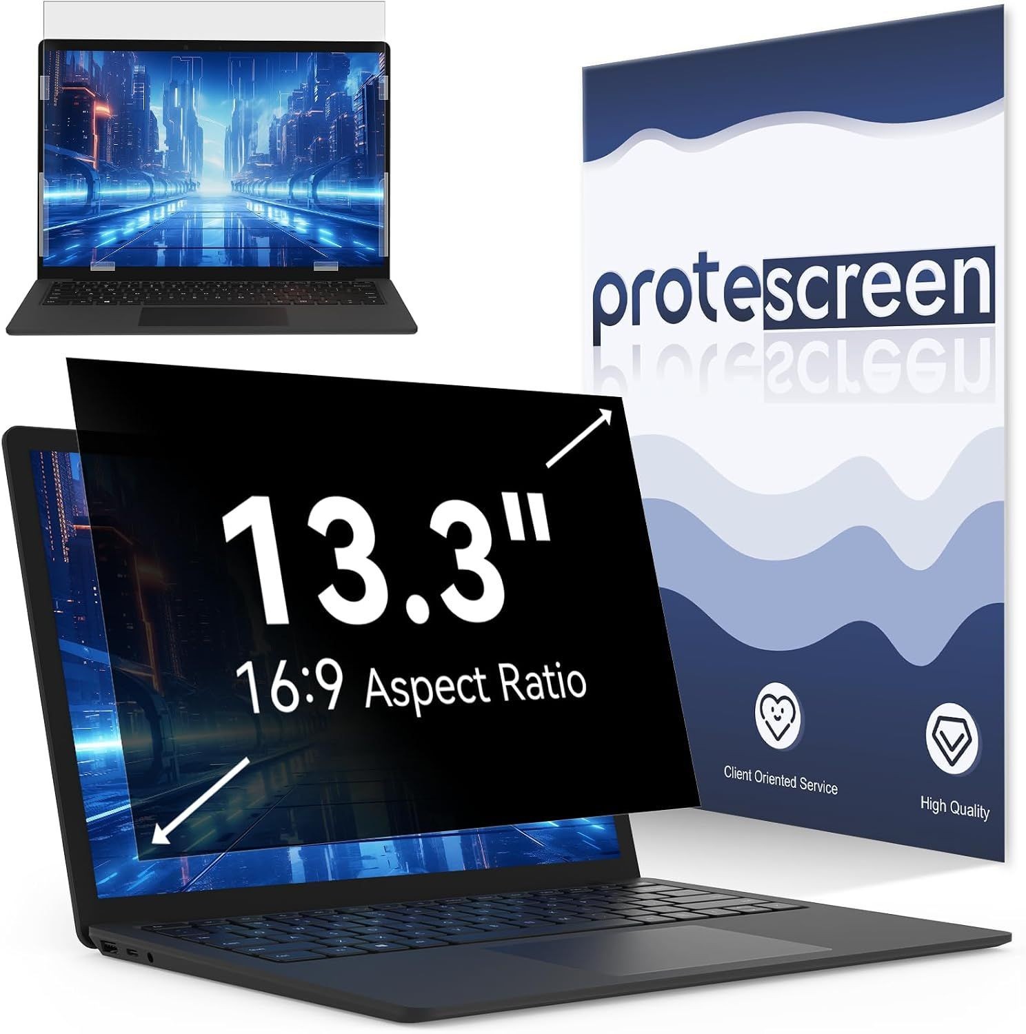 13.3 Inch Privacy Screen for Laptops - Compatible with Lenovo, HP, Dell, Acer, A