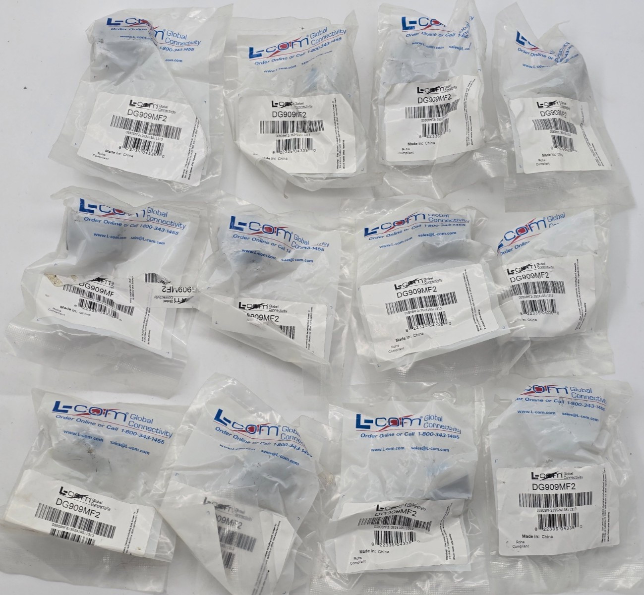 LOT OF 12 L-Com Global Connectivity 90-Degree Plug DG909MF2