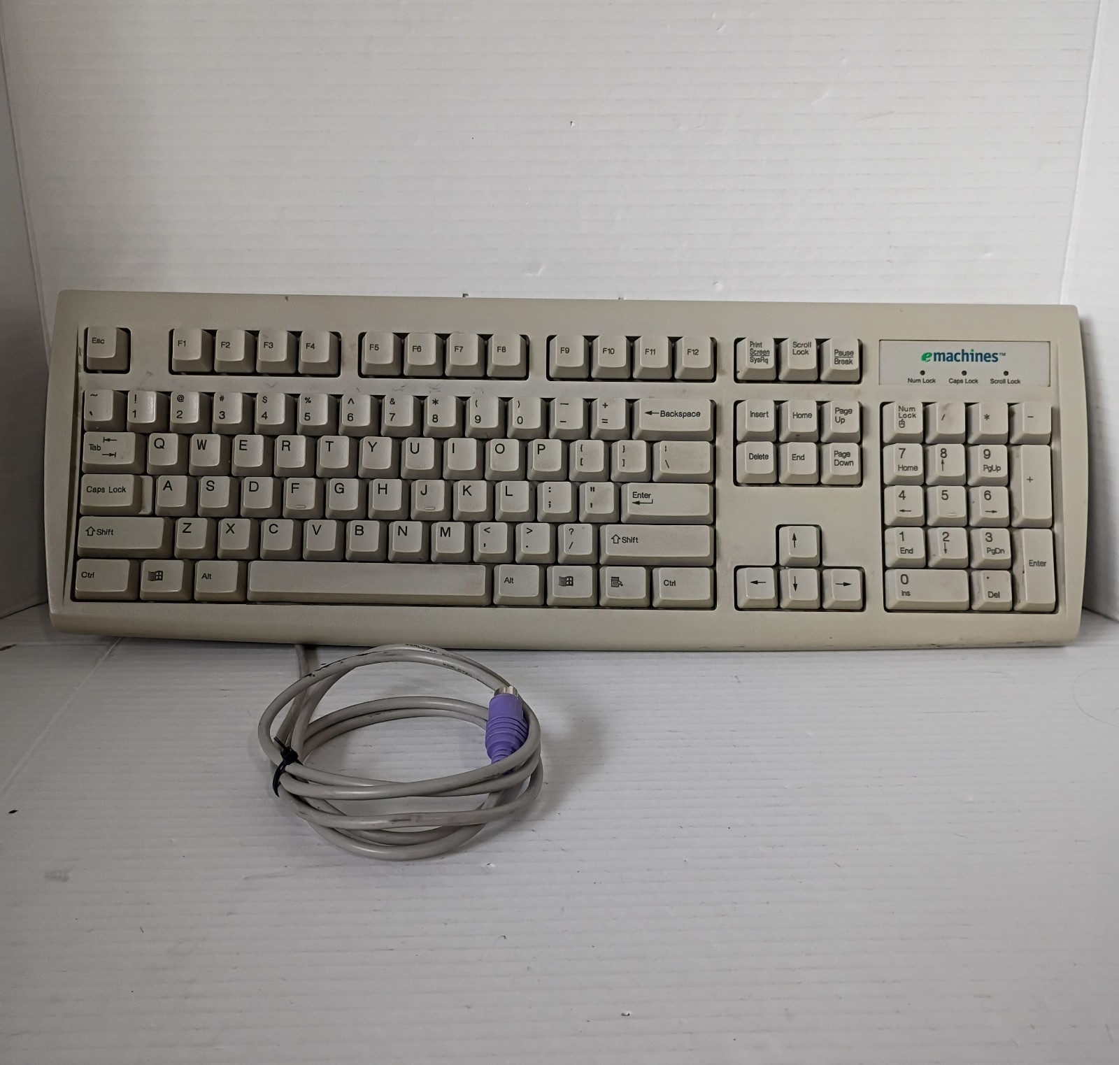 Vintage eMachines Mechanical keyboard KB-2971 white UNTESTED parts repairs