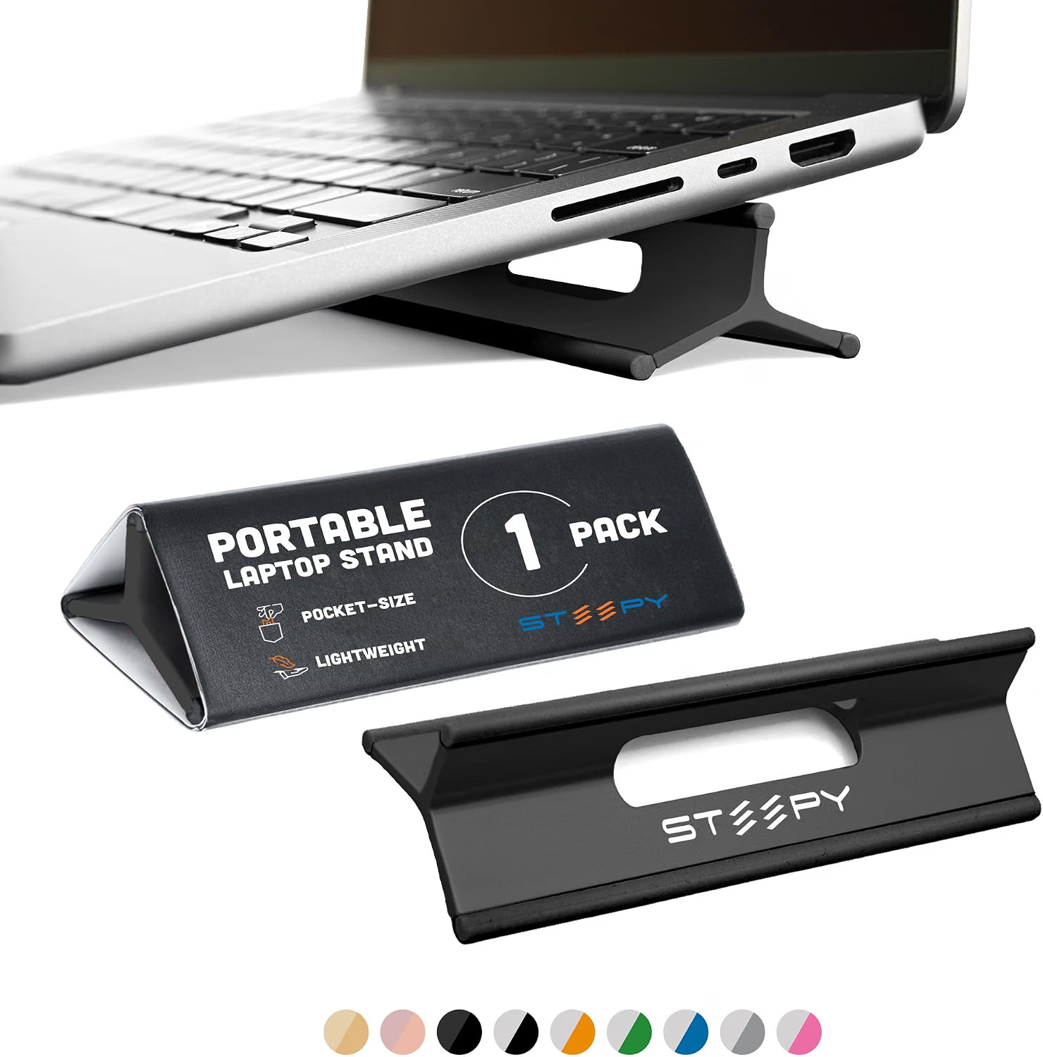 Steepy Portable Laptop Stand Adjustable Height for 13-17" Foldable Cooling