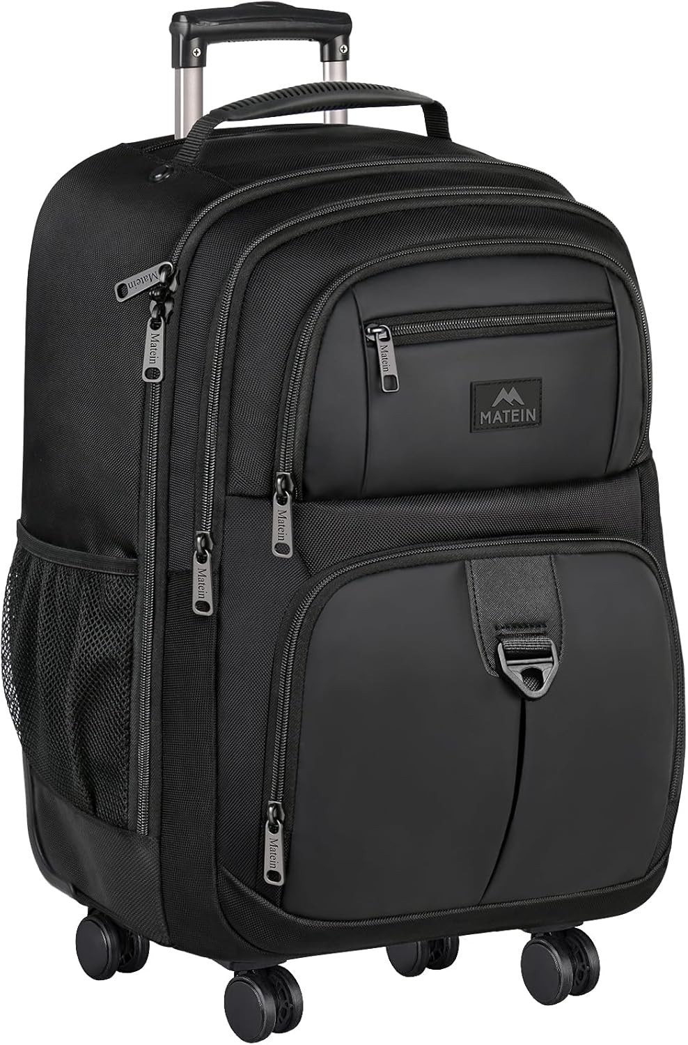 MATEIN Rolling Backpack with 4 Wheels, 17 inch Water Resisatnt 17 inch, Black 