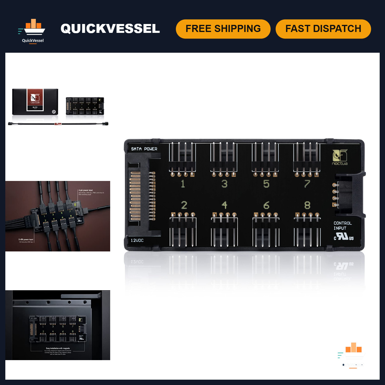 8-Port PWM Fan Hub, Magnetic Design, Short Circuit Protection, PC Cooling Access