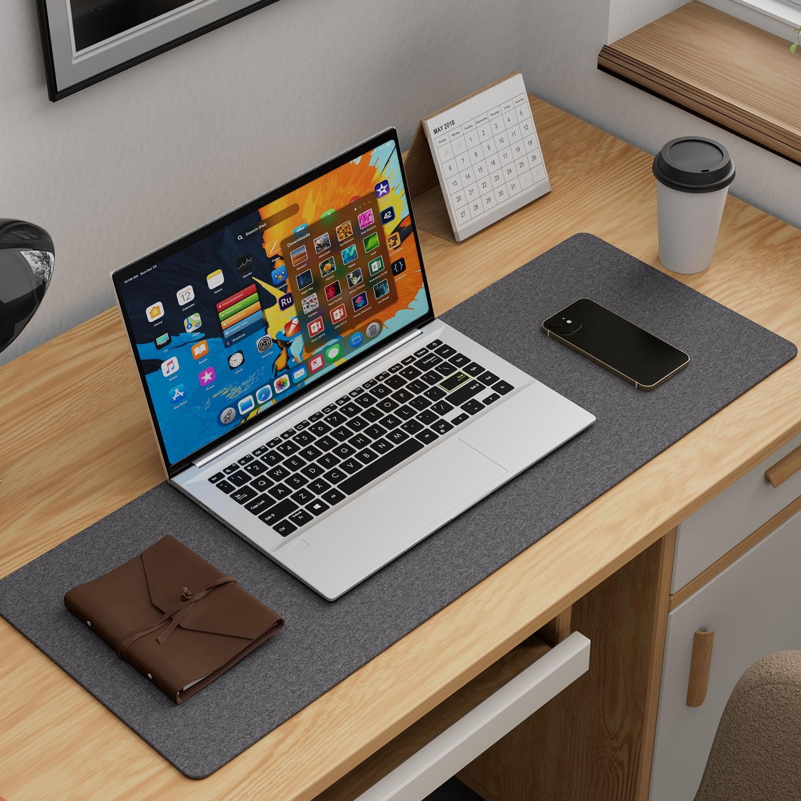 Felt Desk Mat, Large, Office Computer Desk Mat for Keyboard, Non-Slip Mouse Pad