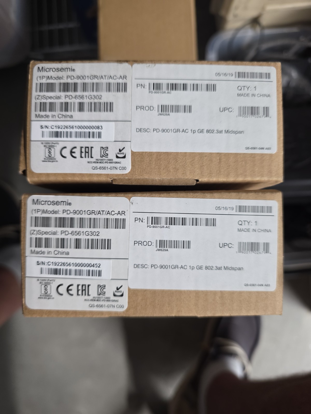 Microsemi PD-9001GR/AT/AC- 1-Port 802.3at  Switch - New Lot Of 2 SD EBAY 9