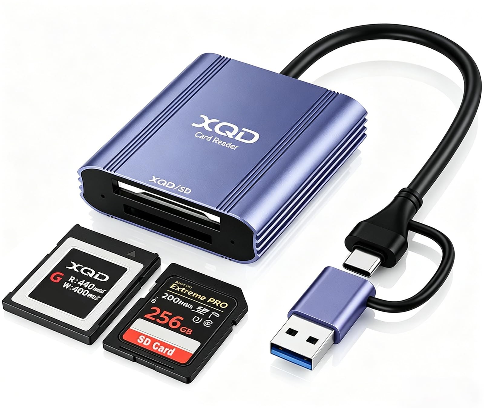XQD Card Reader - Aluminum 2 in 1 XQD/SD Memory Card Adapter for iPhone 17/16...