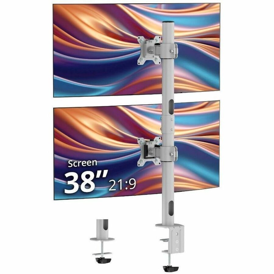 SIIG Dual 38" Stack Monitor Pole Mount - Gray - Fits 13-38" Screens, up to 26.5