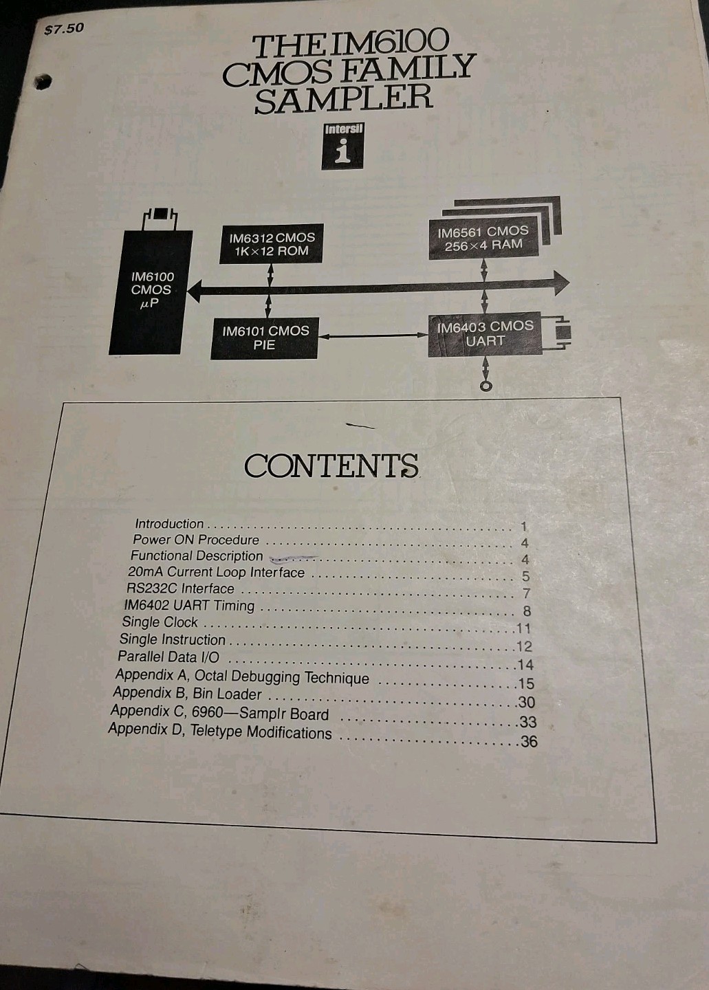 VINTAGE 1970s Instruction Manual IM6100 CMOS FAMILY SAMPLER INTERSIL 