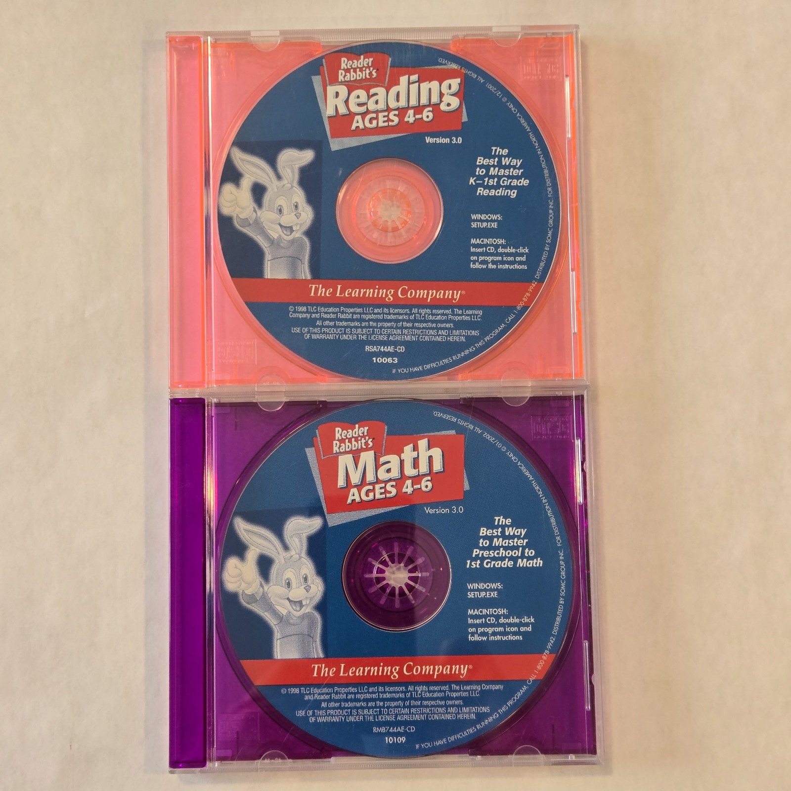 Reader Rabbits Math & Reading Educational CD-ROM For Ages 4 To 6 Version 3.0