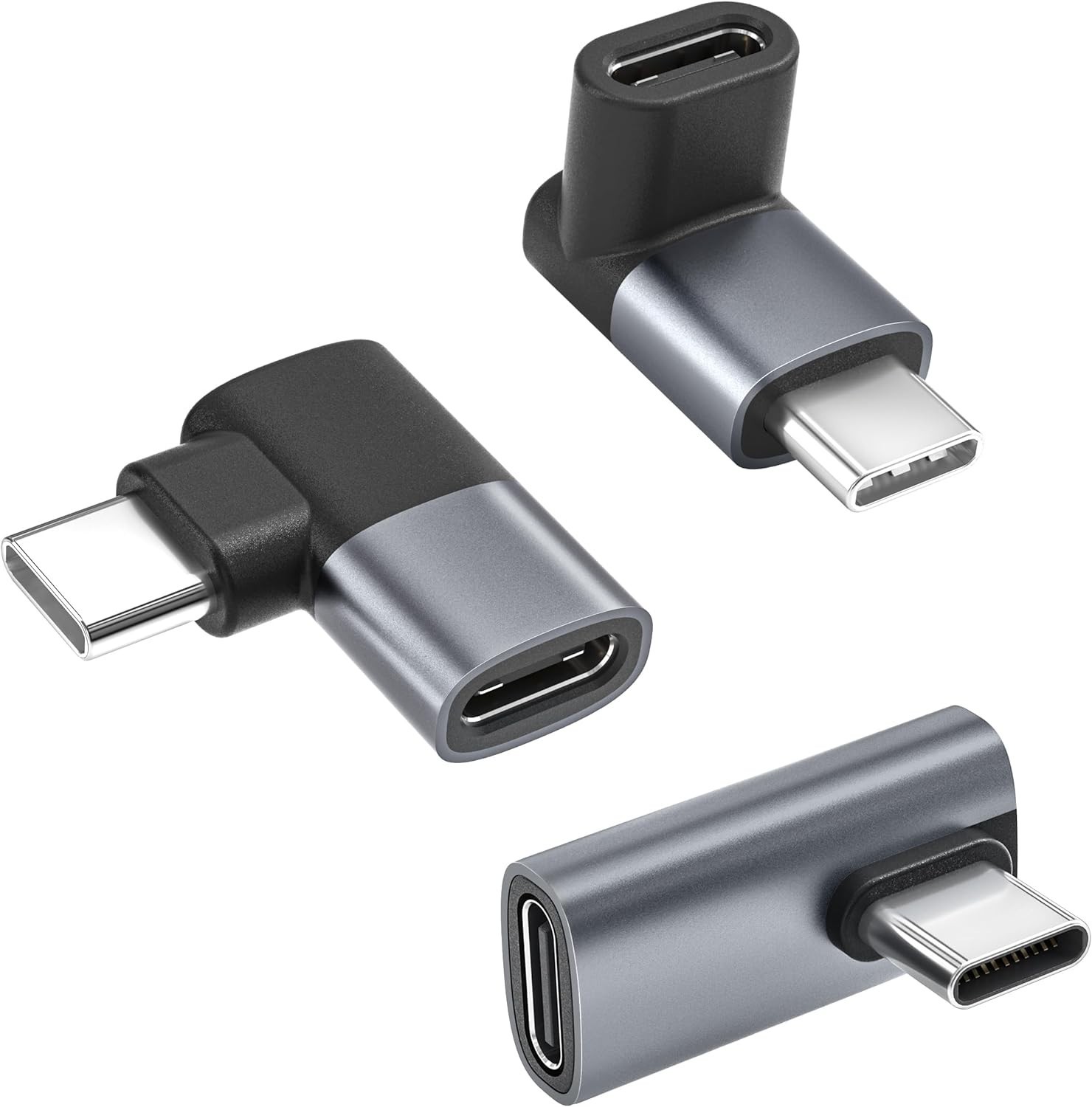 Basesailor USB C 90 Degree Adapter 3Pack,100W Right Angle Extender,Type C Male