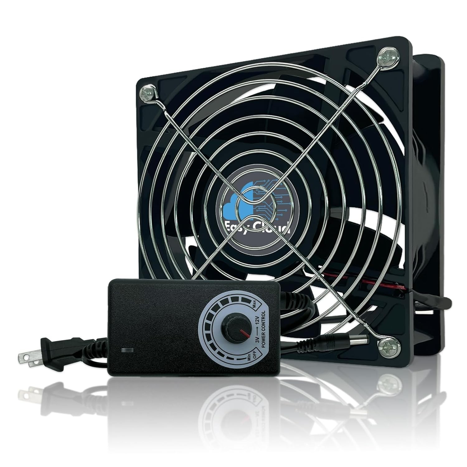 Easy Cloud Computer Fan with AC Plug, 120mm Variable Speed Axial Muffin PC Fan w