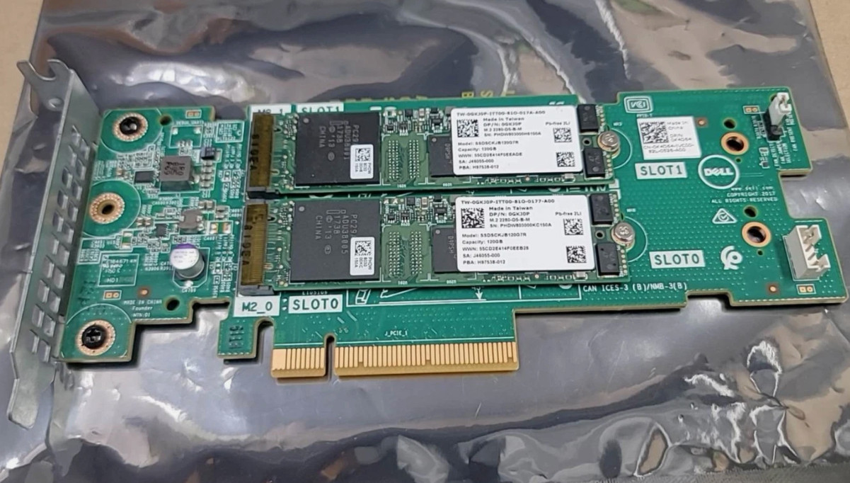 Dell PCI 2x 120GB M.2 GKJ0P BOSS Boot Optimized Server Storage M.2 SSD Adapter