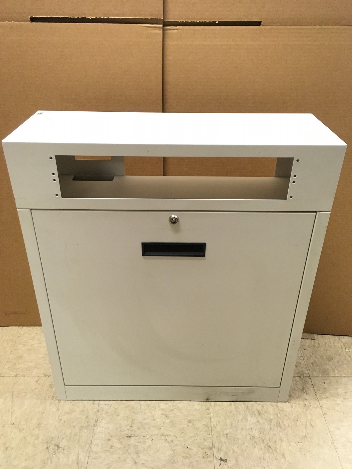 4x Extron MLM-WB+ White Lockable Metal Wall Box – 4U Rack AV Cabinet Flip-Down