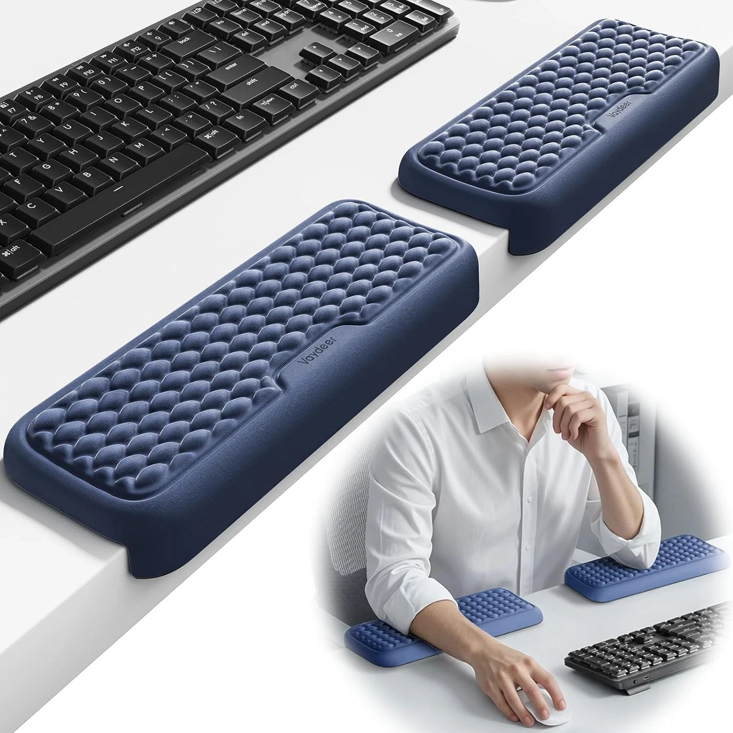 2Pcs Elbow Pad for Desk, L-Shaped Arm Rest Desk Edge Cushion, Ergonomic Memory F