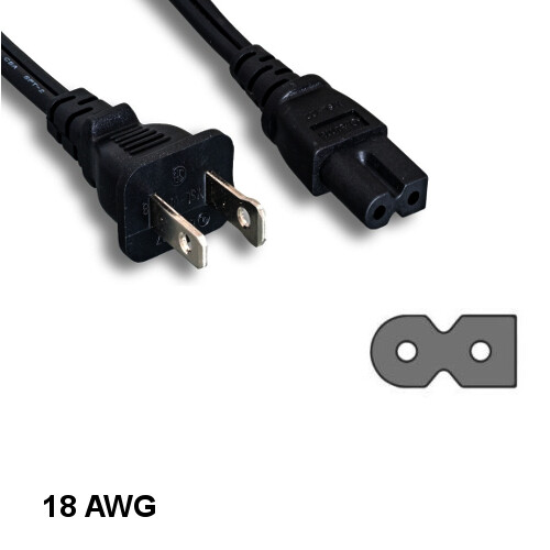 10x 10ft Polarized 2 Pin Power Cord NEMA1-15P to IEC-60320 C7 18AWG 10A/125V